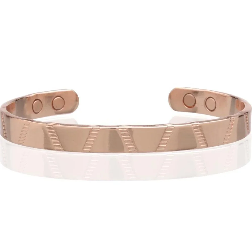 High Quality Solid Copper Magnetic Bracelet Classic V Line d Design Cuff Bangle